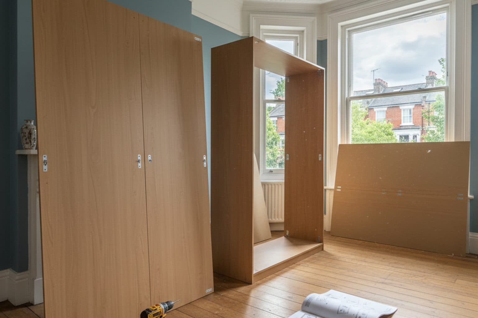 Flat-pack ottoman bed frame built square with the gas-lift mechanism fitted