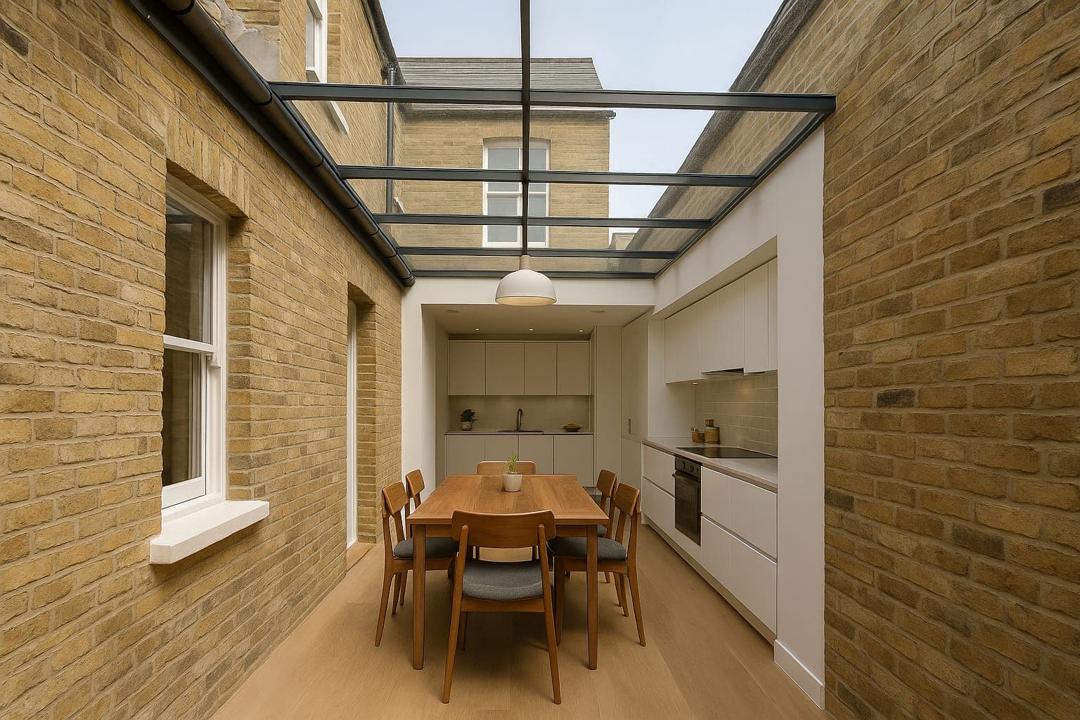 Crittall-style glazing in a side return on a Victorian terrace, Dulwich