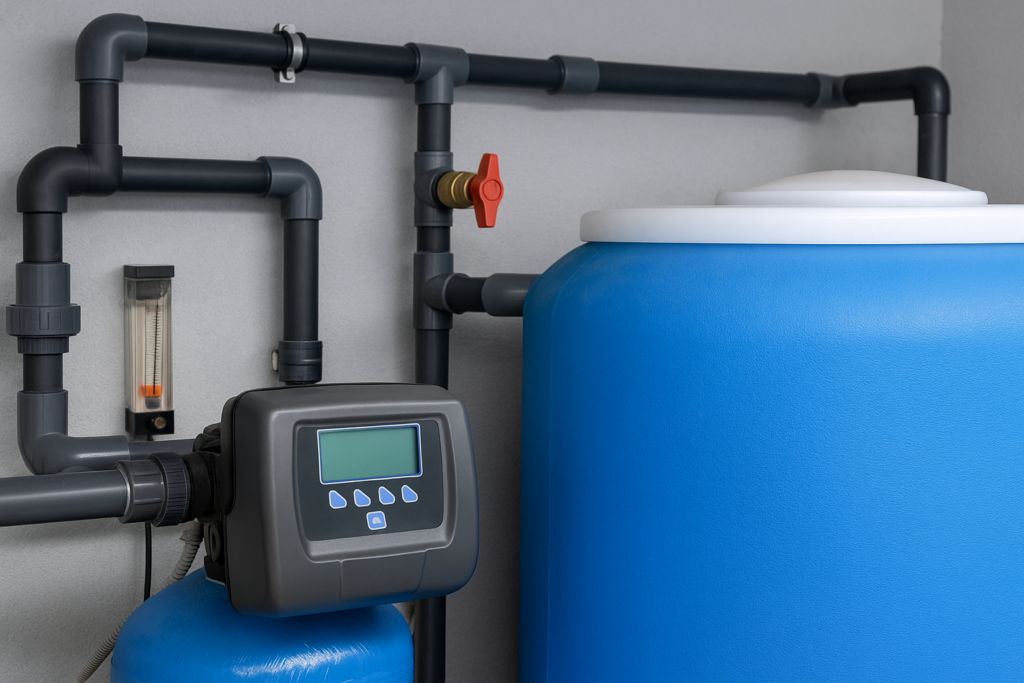 a blue tank with a digital device